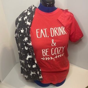 Sonoma Lifestyles Sleepwear PJs Warm Winter with Animal Pattern Bottoms Large